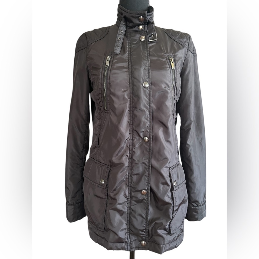 Banana Republic Quilted Utility Jacket Lightweight Belted Snap Front Coat Small